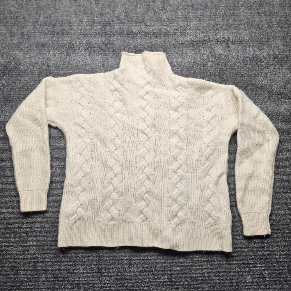Madewell Cream Cable Knit Merino Alpaca Blend Turtleneck Sweater Small